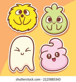 Cute hand drawn monsters stickers