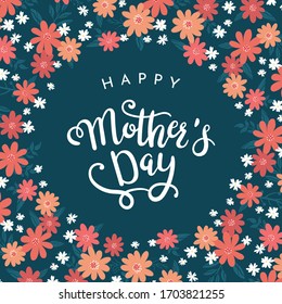 Cute hand drawn Mother's Day design with lovely flowers, great for cards, wallpapers, banners - vector design.