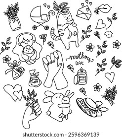 cute hand drawn mothers day doodles