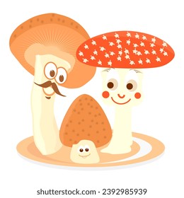 cute hand drawn mushrooms, vector paintings forest mushroom. vector illustration.