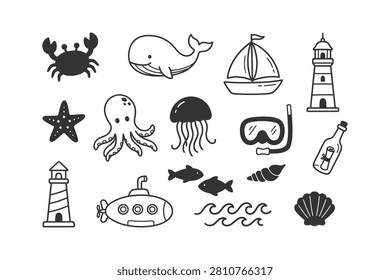 Cute hand drawn nautical