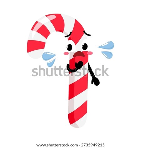Cute Hand Drawn Nervous Candy Cane Expression