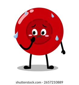 Cute Hand Drawn Nervous red Blood Cell Expression