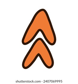 La mano corta dibujada a la siguiente flecha en estilo cómico. Flecha audaz y divertida con contorno de garabato. Icono de la marca de flecha comercial Doodle para web, banner, diseño aislado en fondo blanco.