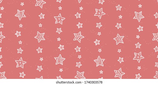 Cute hand drawn night sky seamless pattern with ornate stars and moons, comic background, great for textiles, banners, wallpapers, wrapping - vector design