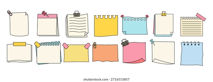 Cute dibujado a mano marcos de papel Set Ilustración