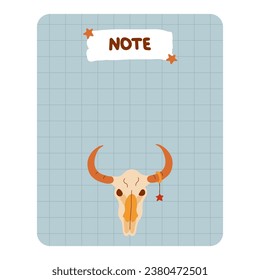 Cute hand drawn notebook template for to do list and notes with cowboy and western illustrations. Printable, editable diary note elements for weekly planner, bullet journal, for school schedule.