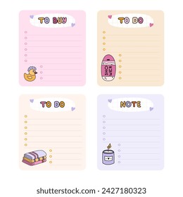 Cute hand drawn notebook template for to do list and notes with spa, hygiene, bath cartoon illustrations. Printable editable diary note elements for weekly planner, bullet journal, school schedule.