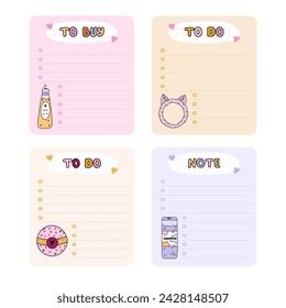 Cute hand drawn notebook template for to do list and notes with spa, hygiene, bath cartoon illustrations. Printable editable diary note elements for weekly planner, bullet journal, school schedule.