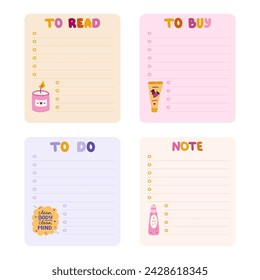 Cute hand drawn notebook template for to do list and notes with spa, hygiene, bath cartoon illustrations. Printable editable diary note elements for weekly planner, bullet journal, school schedule.