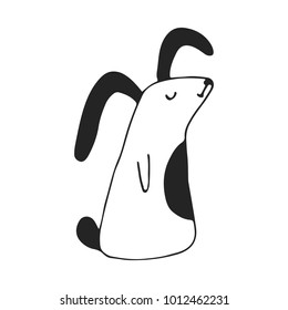 Cute hand drawn nursery poster with hare in scandinavian style. Vector illustration.