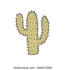 Cute hand drawn nursery poster with cactus in scandinavian style. Kids vector illustration.