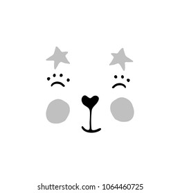 Cute hand drawn nursery poster in scandinavian style monochrome black and white style with smiling face