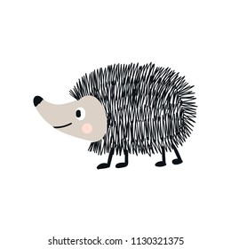 Cute hand drawn nursery poster with hedgehog animal. Vector illustration in candinavian style.