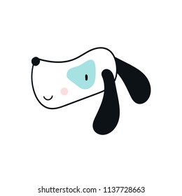 Cute hand drawn nursery poster with cartoon dog and lettering. Vector illustration in scandinavian style.
