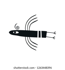 Cute hand drawn nursery poster with little bird in scandinavian style. Monochrome vector illustration.