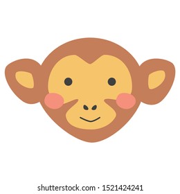 Cute hand drawn nursery poster with monkey in scandinavian style