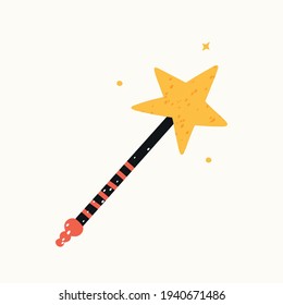 Cute hand drawn nursery poster with magic wand. Vector illustration.