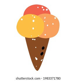Afiche de guardería con helado dibujado a mano. Ilustración vectorial al estilo escandinavo.