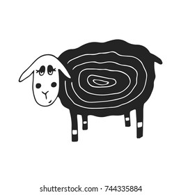 Cute hand drawn nursery poster with sheep in scandinavian style. Monochrome vector illustration.