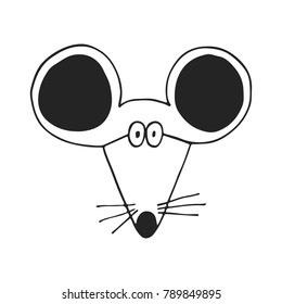 Cute hand drawn nursery poster with mouse in scandinavian style. Vector illustration.