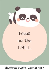 Cute hand drawn nursery vector illustration with funny panda bear ideal for card, poster, wall art. 