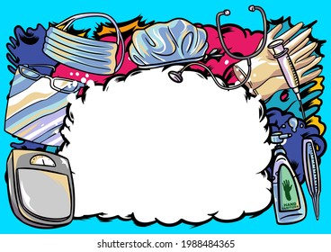 Cute hand drawn objects template. Colorful detailed, with lots of objects background template. Endless funny vector illustration template.