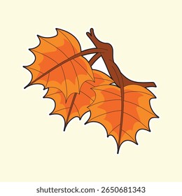Cute hand drawn orange autumn maple leaves in cartoon style, perfect for fall season decor, Thanksgiving projects, seasonal greeting cards, botanical designs, and festive nature-themed artwork.