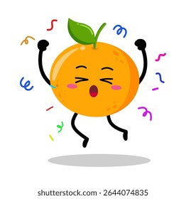 Cute Hand Drawn orange celebration jump