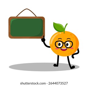 Süß handgezeichnet orange Dinge vor der Tafel erklären