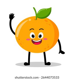 Cute Hand Drawn orange Face Wave Hello