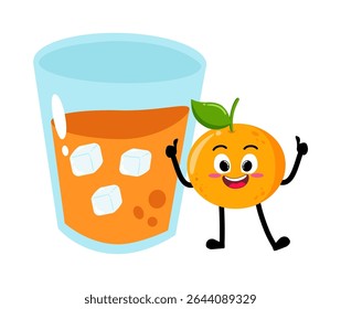 Cute Hand Drawn orange and Orange Juice
