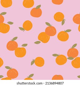 Patrón naranja dibujado a mano. Ilustración vectorial sin fisuras Ilustración ,Diseño para moda , tela, papel de pared, cubierta, web , envoltura y todas las impresiones sobre rosa dulce

