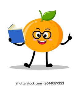 Cute Hand Drawn orange reading a book