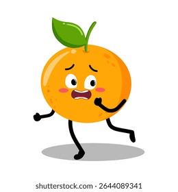 Lindo mão desenhado laranja Correndo Aterrorizado