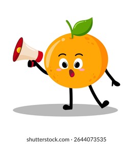 Cute Hand Drawn orange Speaking with megaphone Bravely