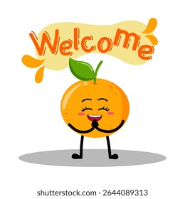 Cute Hand Drawn orange Welcoming gesture greeting