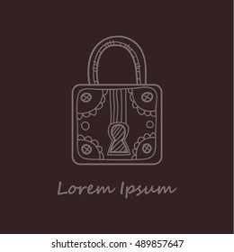 Cute hand drawn ornate padlock. Vector 