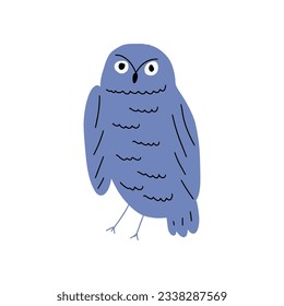 Cute hand drawn outlined owl. Forest bird. Perfect for t-shirt, apparel, cards, poster, nursery decoration. Vector Illustration