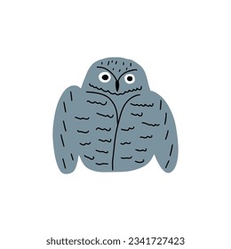 Búho dibujado a mano con líneas puras. Pájaro forestal. Perfecto para camisetas, ropa, tarjetas, afiches, decoración de guardería. Ilustración vectorial