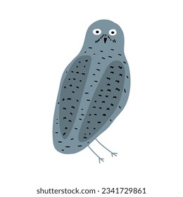 Búho dibujado a mano con líneas puras. Pájaro forestal. Perfecto para camisetas, ropa, tarjetas, afiches, decoración de guardería. Ilustración vectorial