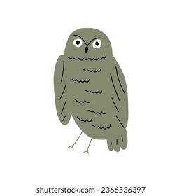 Búho dibujado a mano con líneas puras. Pájaro forestal. Perfecto para camisetas, ropa, tarjetas, afiches, decoración de guardería. Ilustración vectorial