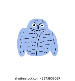 Cute hand drawn outlined owl. Forest bird. Perfect for t-shirt, apparel, cards, poster, nursery decoration. Vector Illustration