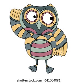 Cute Hand Drawn Owl Character Vector.