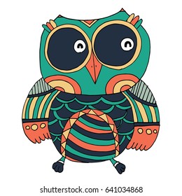 Cute Hand Drawn Owl Character Vector.