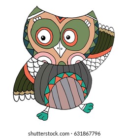 Cute Hand Drawn Owl Characters Vector.