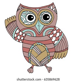 Cute Hand Drawn Owl Characters Vector.