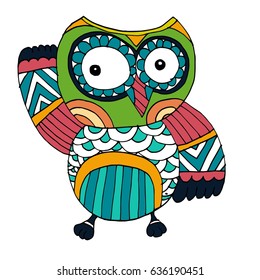 Cute Hand Drawn Owl Characters Vector.