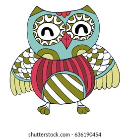 Cute Hand Drawn Owl Characters Vector.
