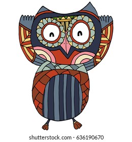 Cute Hand Drawn Owl Characters Vector.